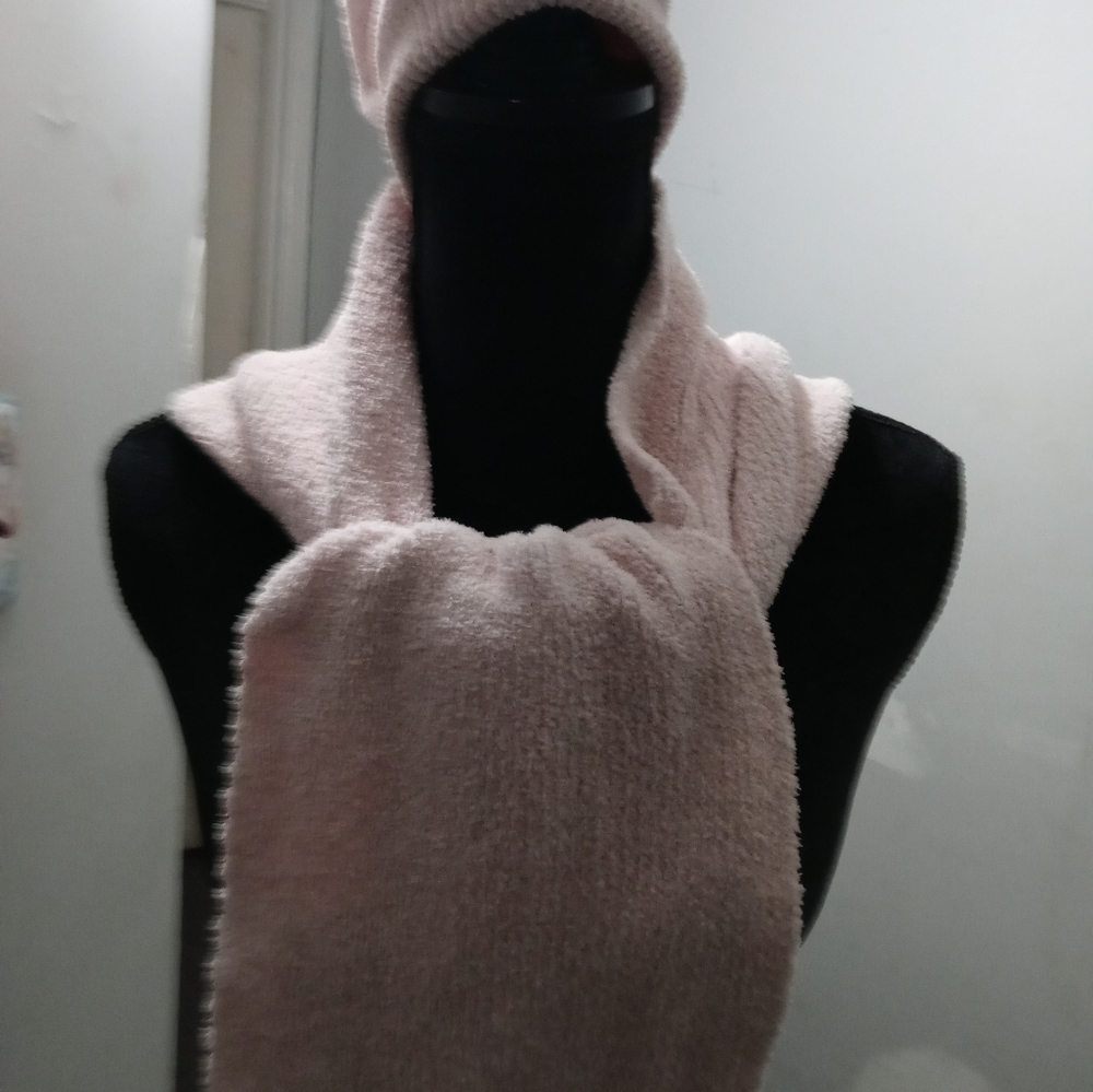Soft Light Pink Hat and Scarf Set